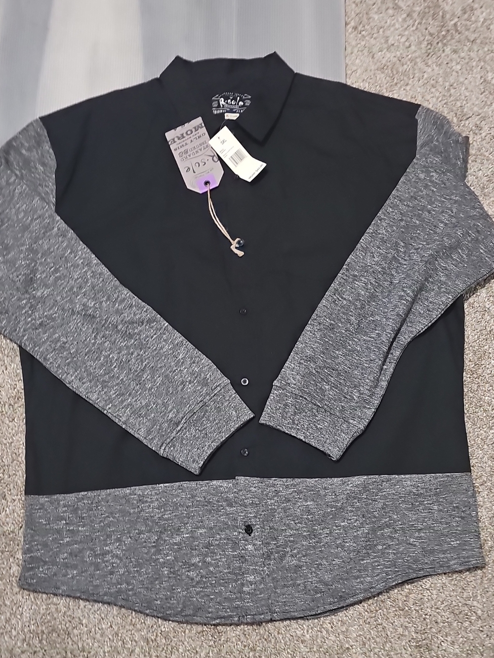 Men's Two-Tone Black and Gray Button-Up Jacket